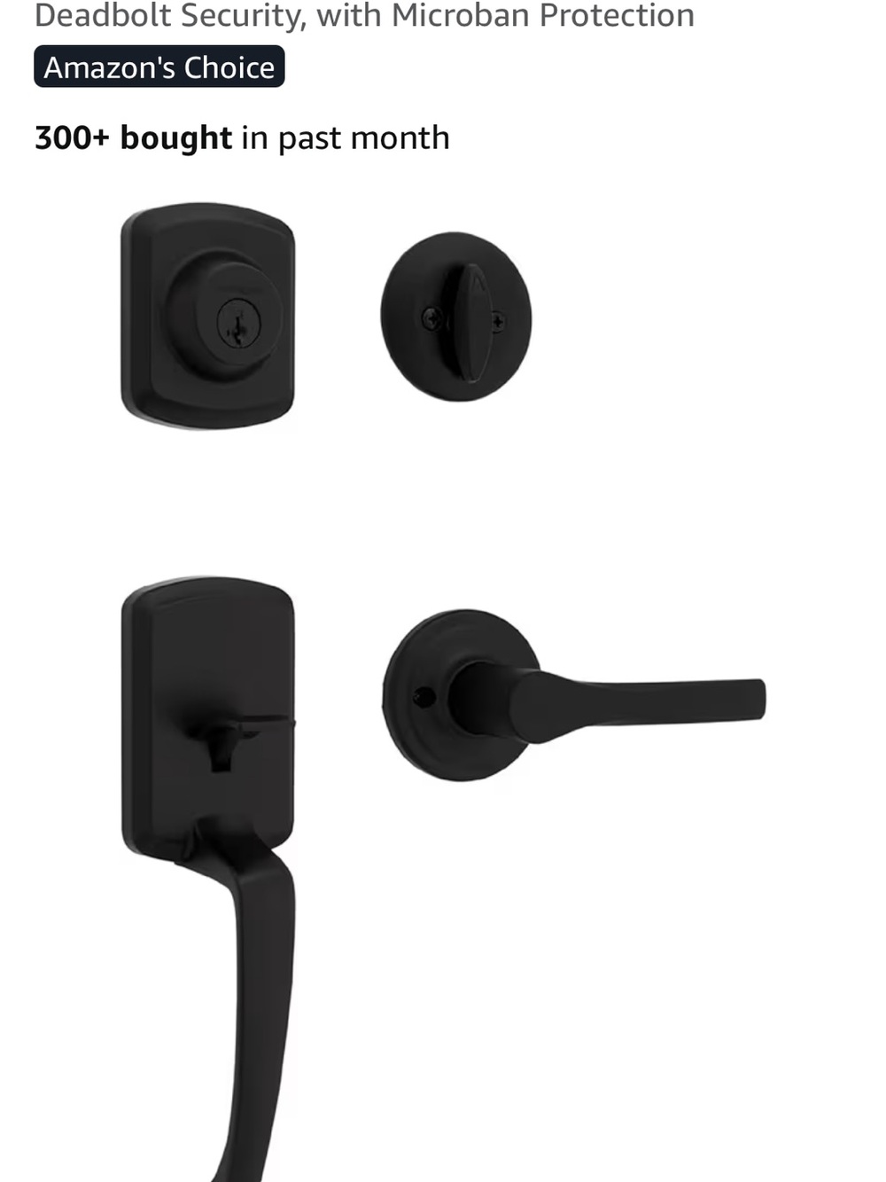 Kwikset henley Matte Black Exterior Deadbolt and Lever Door Handle Set